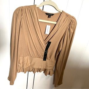 Banana Republic Factory Tan Long-Sleeve Blouse